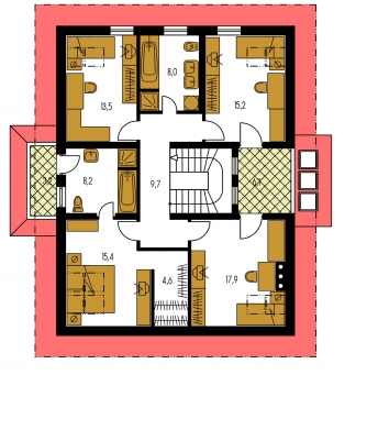 Mirror image | Floor plan of second floor - EXCLUSIV 230